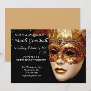 Lost In A Masquerade Ball Mardi Gras Party Invitation