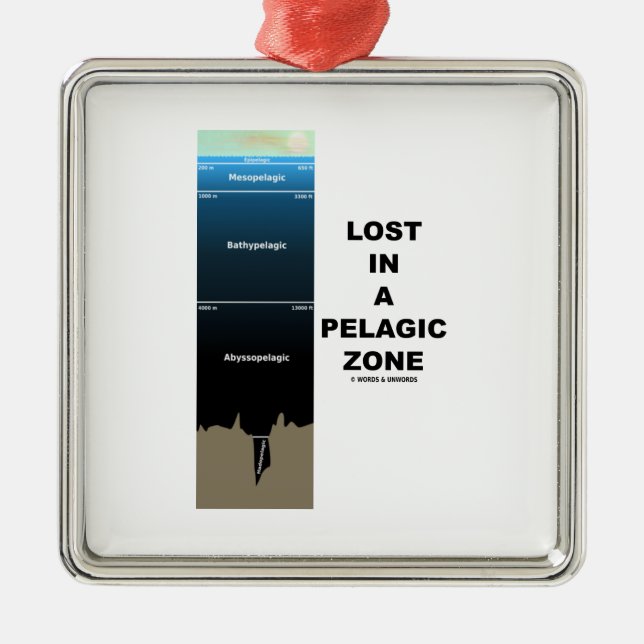 Lost In A Pelagic Zone (Oceanography Humour) Metal Tree Decoration (Front)