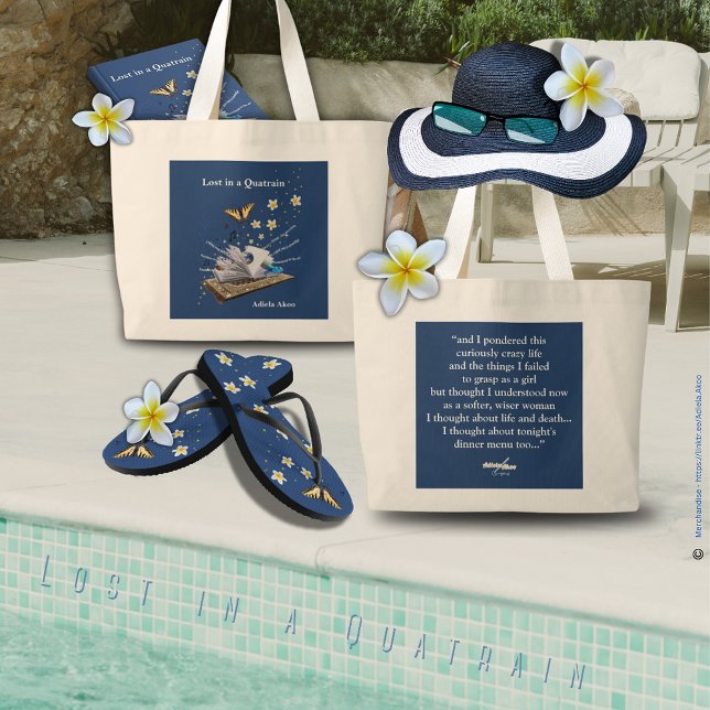 Lost in a Quatrain Jumbo Tote by Adiela Akoo (Lost in a Quatrain Poetry Memoir, Tote & Flip Flops by Adiela Akoo - a gr8t gift combo. GET it now!)
