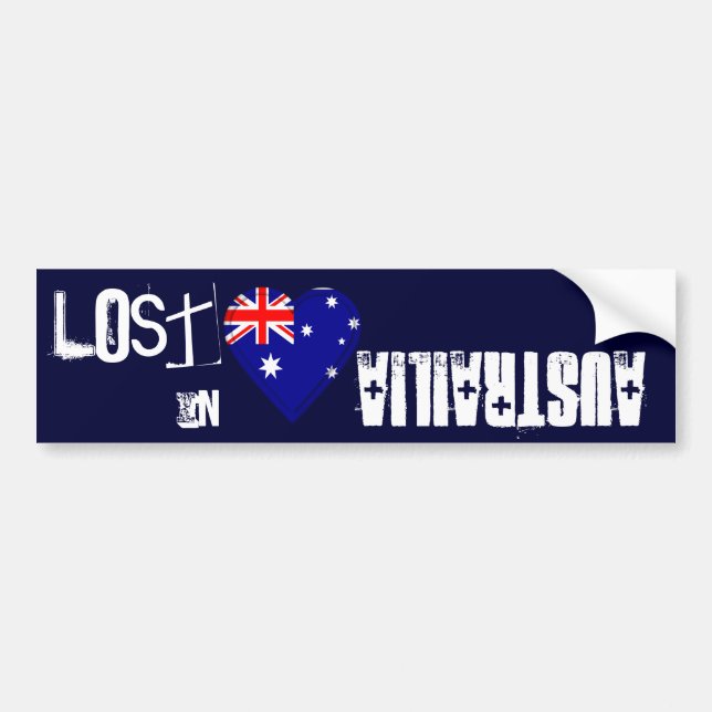 Lost in Australia Australian flag Heart Bumper Sticker (Front)