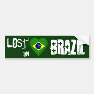 Lost in Brazil - Brazilian Flag Heart Bumper Sticker