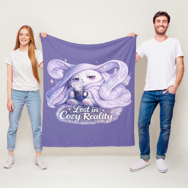 Lost in Cosy Reality Fluffy Bunny Fleece Blanket (In Situ)