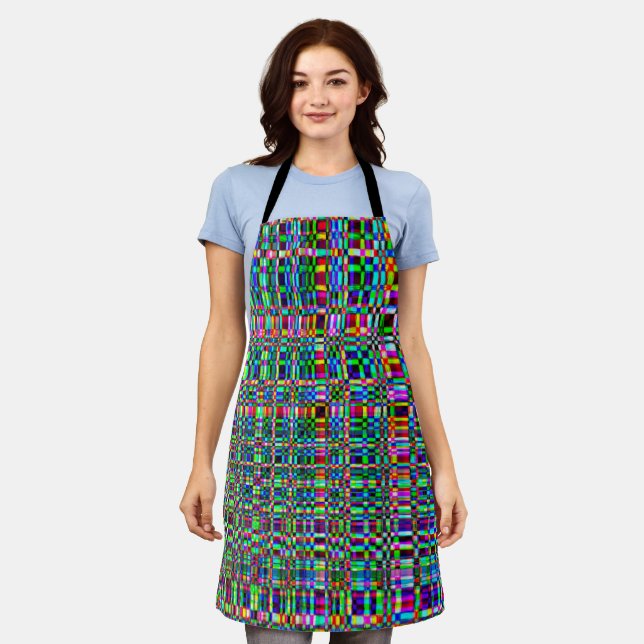 Lost in Dazzle Tartan Plaid, Seamless, Pattern Apron (Worn)