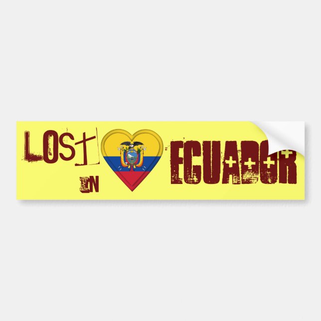 Lost in Ecuador Flag Heart Bumper Sticker (Front)