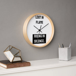 Lost in Flame Rising in Silence Wall Clock