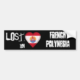 Lost in French Polynesia Flag Heart Bumper Sticker