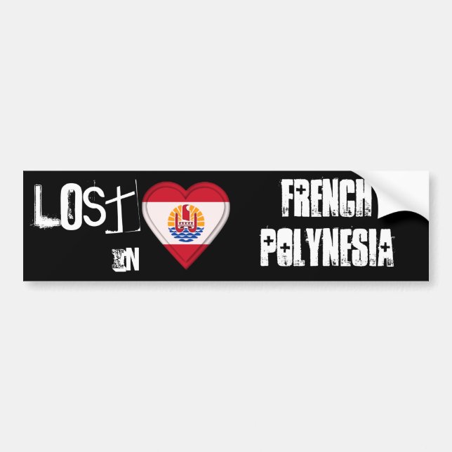 Lost in French Polynesia Flag Heart Bumper Sticker (Front)