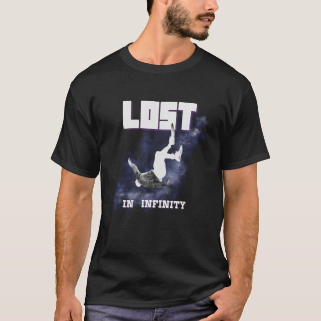 Lost in Infinity Space Aesthetic Art T-Shirt (Front)