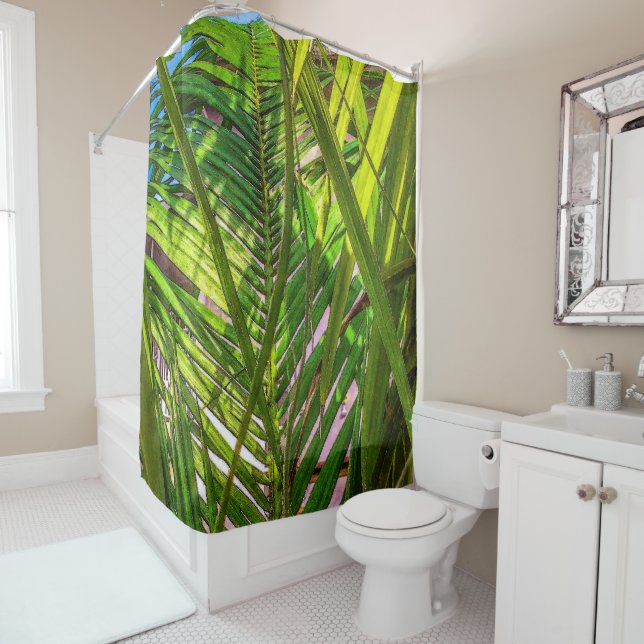 Lost in Palm Fronds Shower Curtain (In Situ)
