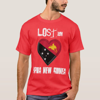Lost in Papua New Guinea flag Heart T-Shirt