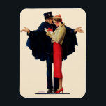 Lost in Paris Magnet<br><div class="desc">Artist: Norman Rockwell | dictionaries,  France,  Frenchman,  police,  travel,  woman</div>