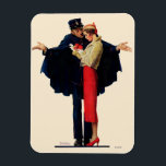 Lost in Paris Magnet<br><div class="desc">Artist: Norman Rockwell | dictionaries,  France,  Frenchman,  police,  travel,  woman</div>