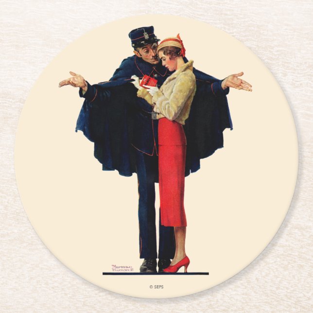 Lost in Paris Round Paper Coaster (Front)