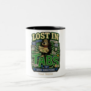 Lost in Tabs Personalised Funny Office T-Shirt, Cu Two-Tone Coffee Mug