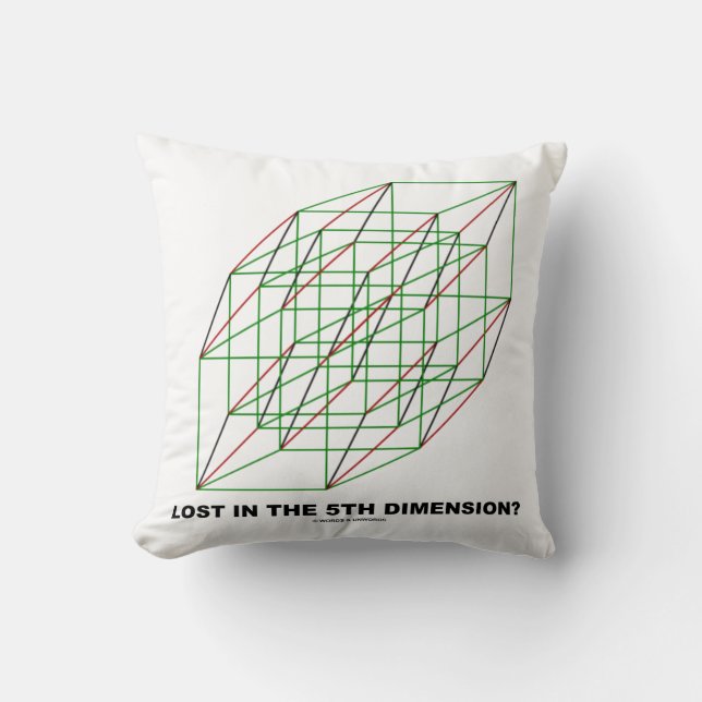 Lost In The 5th Dimension? Geometry Cube Humour Cushion (Front)
