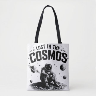 Lost in the Cosmos Astronaut White Tote Bag