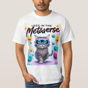 Lost in the Metaverse – Funny VR Cat Design T-Shirt