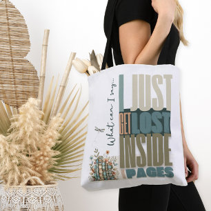 Lost In the Pages Author Reading Bookish Tote Bag