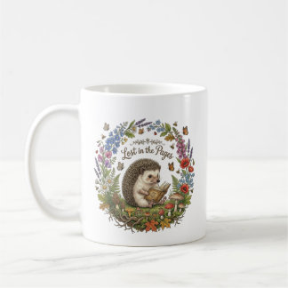 Lost in the Pages Cute Hedgehog Reading Book Coffee Mug