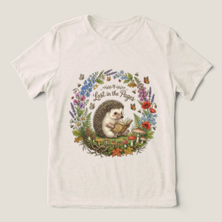 Lost in the Pages Cute Hedgehog Reading Book Tri-Blend Shirt