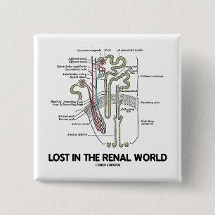 Lost In The Renal World (Kidney Nephron) 15 Cm Square Badge