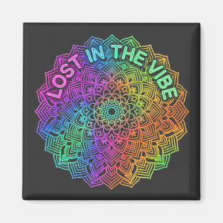 Lost in the Vibe Rainbow Neon Mandala Graphic Magnet