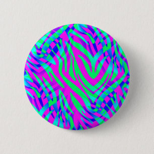 Lost in the Wilds Abstract Colourful Zebra Stripes 6 Cm Round Badge