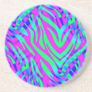 Lost in the Wilds Abstract Colourful Zebra Stripes Coaster