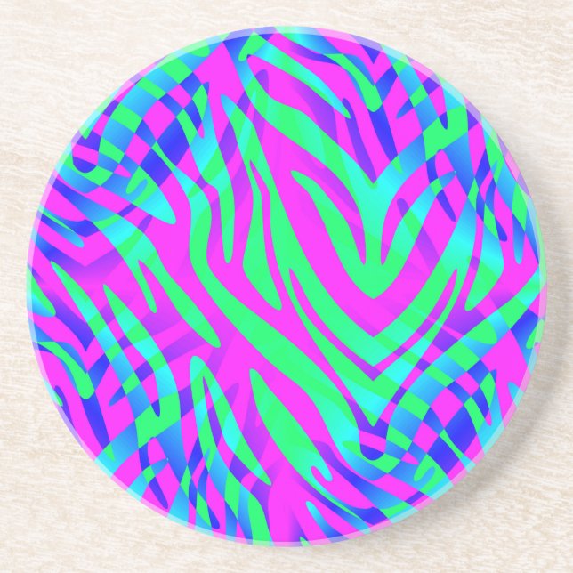 Lost in the Wilds Abstract Colourful Zebra Stripes Coaster (Front)