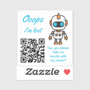Lost Item Return QR Handy Bot Blue Text