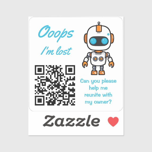 Lost Item Return QR Handy Bot Blue Text (Sheet)