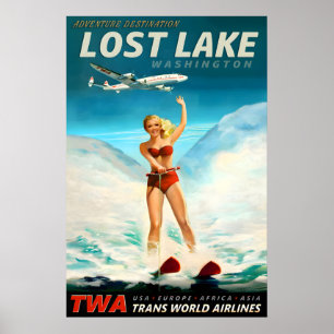 Lost Lake Washington TWA Trans World Airlines Poster