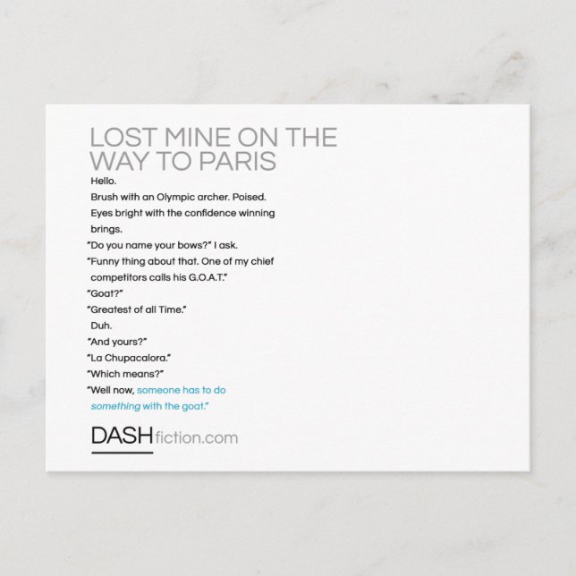 Lost Mine on the Way to Paris Postcard (Front)