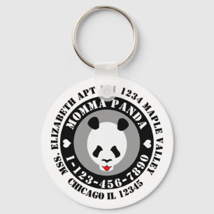 Lost Momma Panda Emergency Contact Info Key Ring