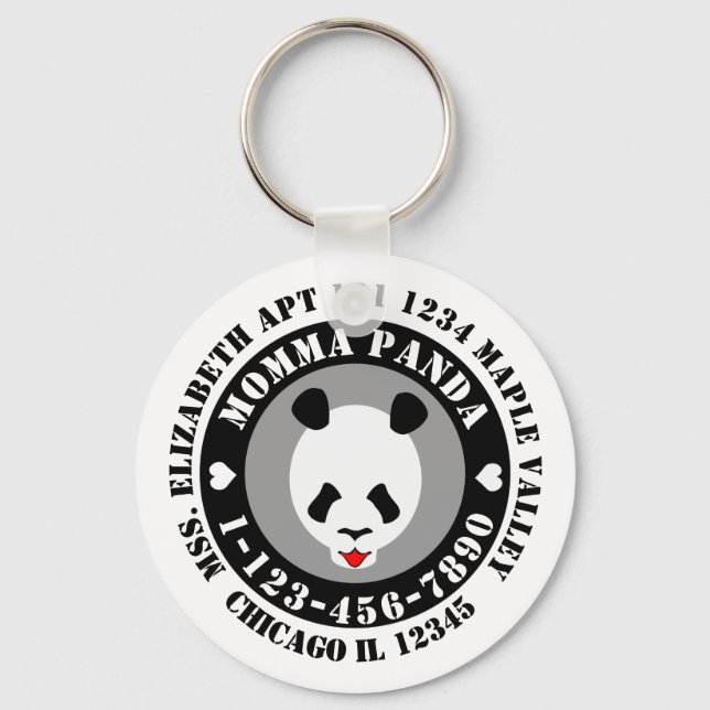 Lost Momma Panda Emergency Contact Info Key Ring (Front)