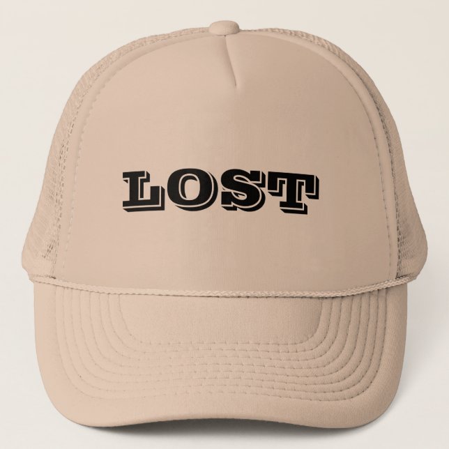Lost on a Khaki Trucker Hat (Front)