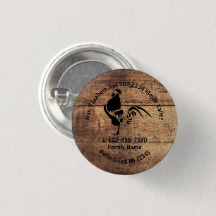 Lost Rooster Silhouette Family Home Address 3 Cm Round Badge