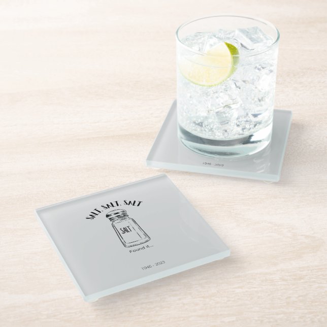 Lost shaker of salt - fond it glass coaster (Angled)