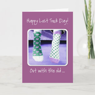 Lost Sock Memorial Day, Purple & Green Socks Card