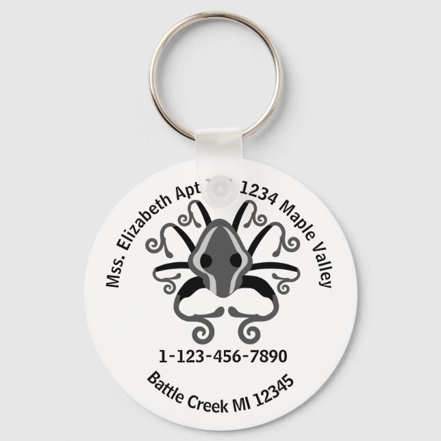 Lost Squid Emergency Contact Information Keychain (Front)