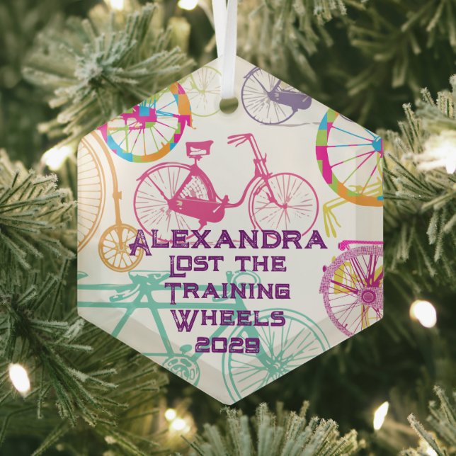 Lost the Training Wheels Bike Keepsake and Year Glass Tree Decoration (Insitu)