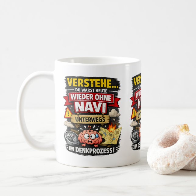 Lost Thought Process – Funny Brain Design Coffee Mug (With Donut)