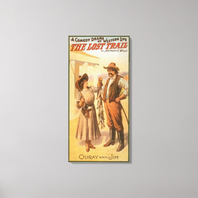 Lost Trail Comedy - Woman Fishing Western Canvas Print (Front)