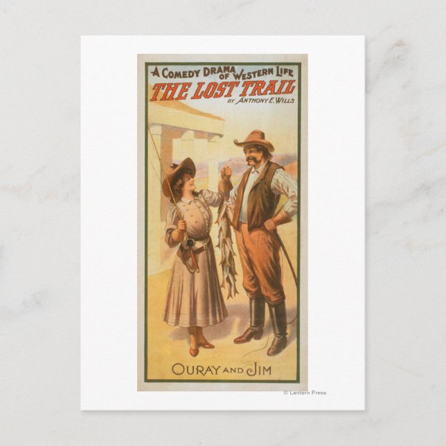 Lost Trail Comedy - Woman Fishing Western Postcard (Front)