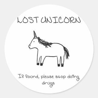 Lost Unicorn Classic Round Sticker