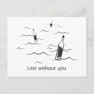 Lost without you modern black-and-white design postcard