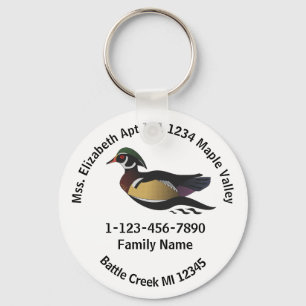 Lost Wood Duck Home Address Key Ring