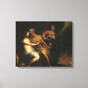 Lot and his Daughters (oil on canvas) 3 Canvas Print