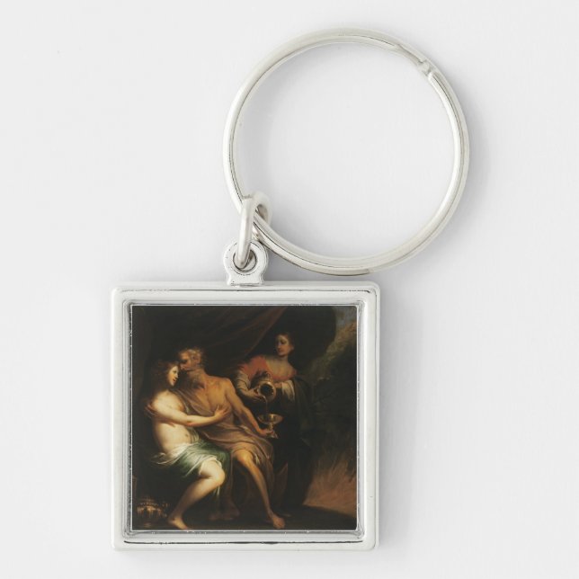 Lot and his Daughters (oil on canvas) 3 Key Ring (Front)