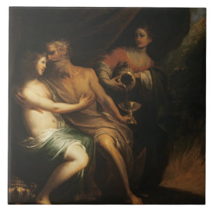 Lot and his Daughters (oil on canvas) 3 Tile